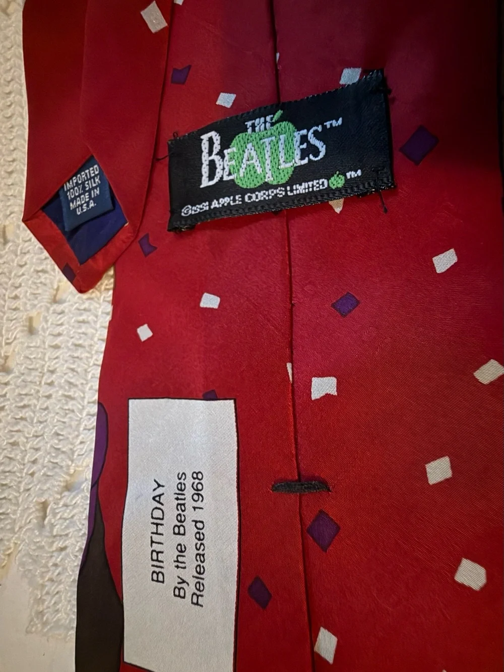 The Beatles Red Novelty Birthday Print Tie